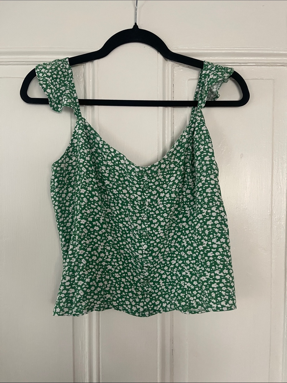 Banana Republic Green Floral Tie-Strap Cropped Camisole Top